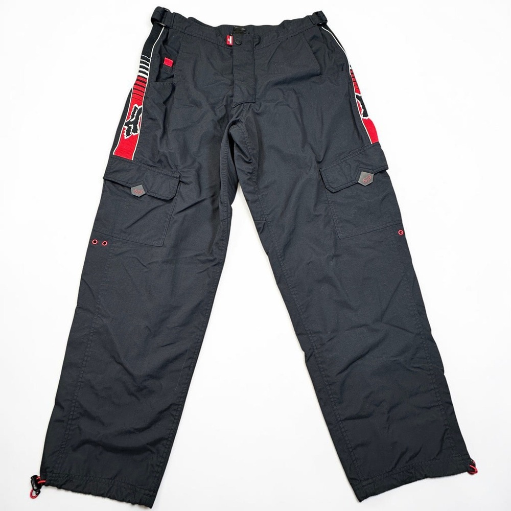Fox Racing Motorcycle Cargo Pants Men‎ 38 (Fits 36x32) Black Lined Heavy Duty
